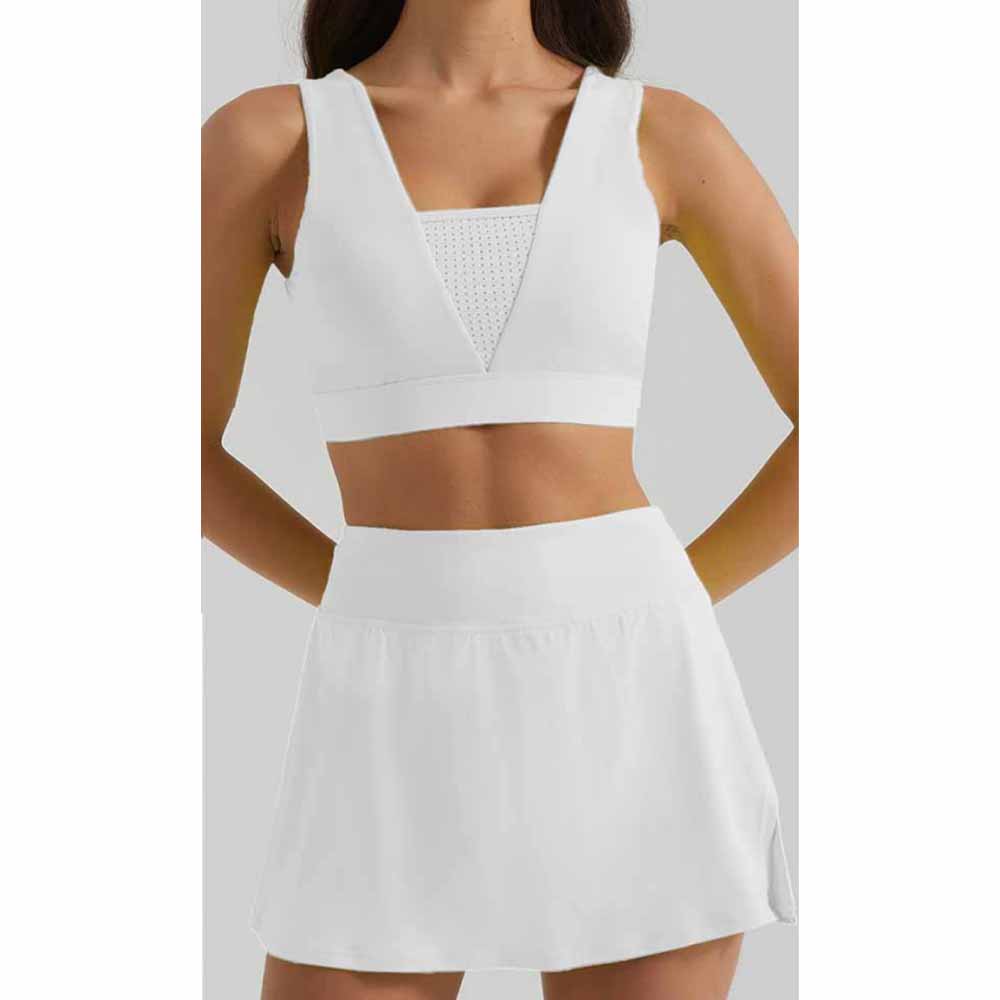 Women's New Joker Sports Suit Yoga Clothing Vest Breathable Exposure-proof High Waist Tennis Yoga Skirt.