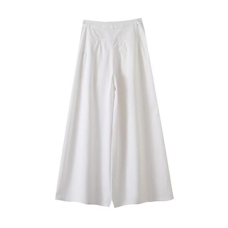 Women's chic fashion loose pleated casual wide leg pants
