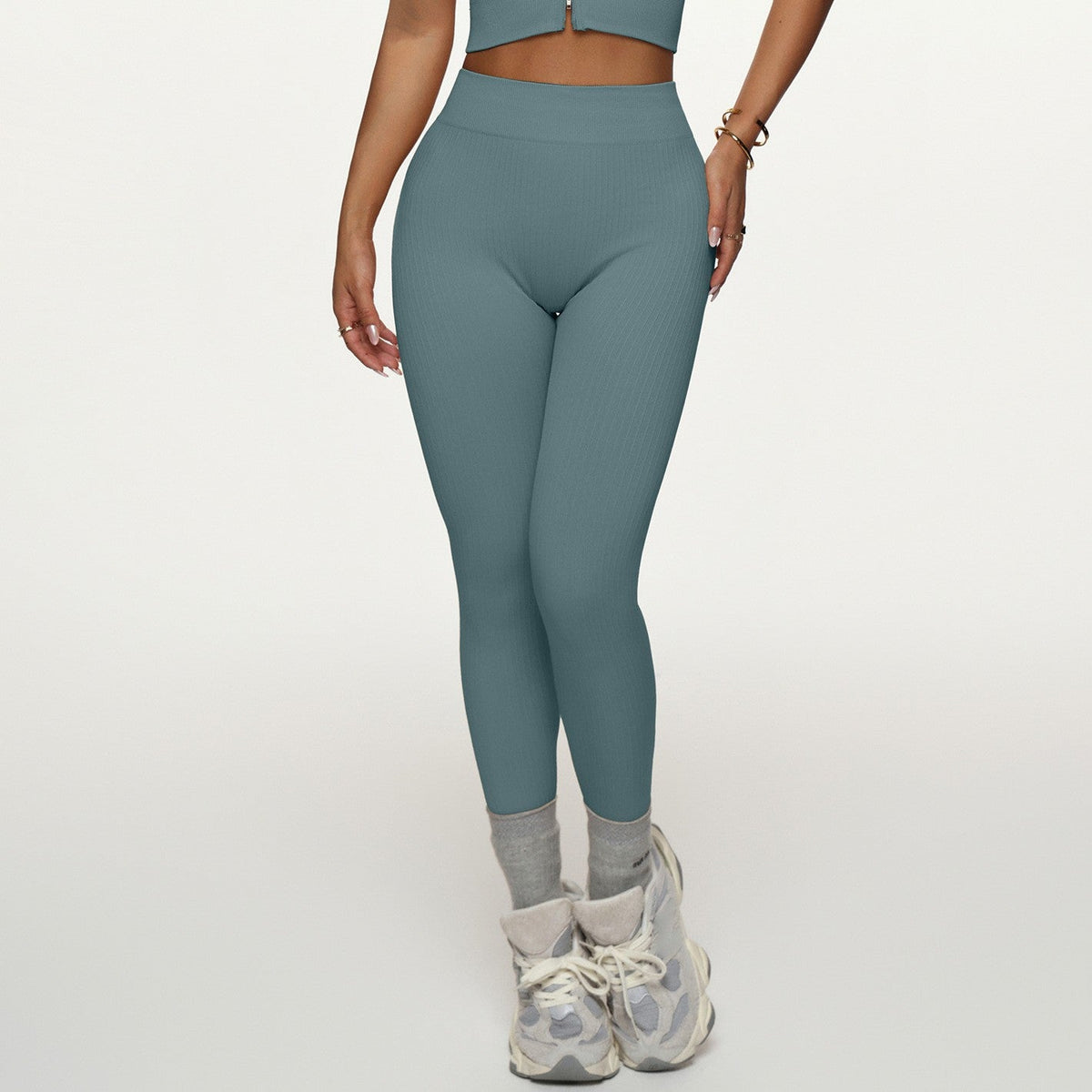 Women's New Fashion Joker Sports Bra Yoga Pants Long-sleeved Jacket Short-sleeved Tight Training Vest Six-piece Yoga Clothes.