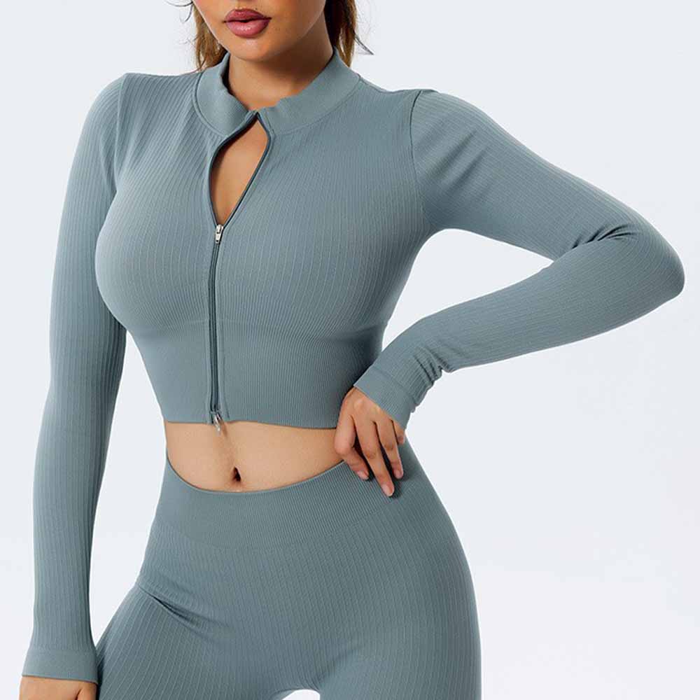 Women's New Fashion Joker Sports Bra Yoga Pants Long-sleeved Jacket Short-sleeved Tight Training Vest Six-piece Yoga Clothes.